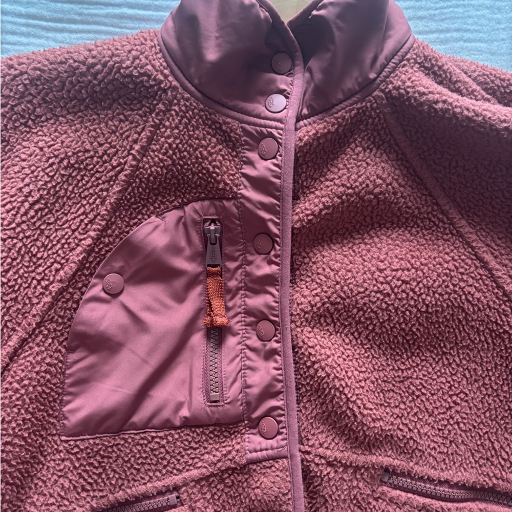 Free People Burgundy Fleece Jacket - Picture 6 of 8